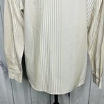Pendleton  Shaped Fit Button Up Shirt Sz 10 Petite Tan White Striped Long Sleeve Photo 9