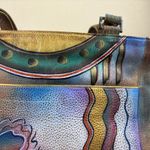 Anuschka  Hand Painted Leather Shoulder Bag Butterfly Floral Art Purse Photo 5