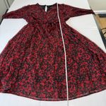 Torrid Red Black Floral Crinkle Chiffon Surplice Balloon Sleeve Midi Dress 2X Photo 10