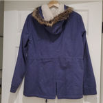 Forever 21 Vintage Look Blue Faux Fur Hoodie Coat Photo 1