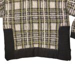 Nine West  fuzzy, mock turtleneck sweater in yellow & gray plaid size large Photo 4