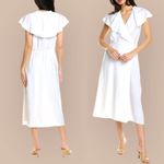 Vince  White Wrap Dress Flutter Sleeve V-Neck Ruffle Cape Midi Designer XS NWOT Photo 15