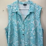 Talbots Aqua Blue Medallion Effortless Sleeveless Jersey Polo Dress Size 2X Photo 2