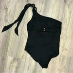 Kona Sol  One Shoulder Asymmetrical One Piece Black Swimsuit Bathing Suit Size XL Photo 1