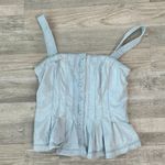 White House | Black Market  Denim Peplum Corset Style Tank Top I46 Photo 3