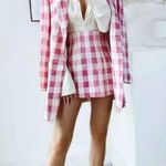 ZARA  Oversized Gingham Print Blazer Jacket Pink/White Size XS NEW Photo 1