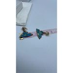 Vintage enamel hand painted boho festival clip earrings Blue Photo 6