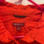 Merona  Orange Textured Dot Print Button Down Shirt Women's Large Career Office Photo 3