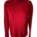 Ralph Lauren Lauren  LRL Red Cable Knit Turtleneck Sweater Sz XL Classic Cotton Photo 0