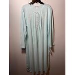 Brand New Miss Elaine Women's Size XL Aqua Paisley Print Lace Trim Nightgown Blue Photo 2