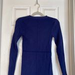 ZARA Knit Drop Waist Skater Dress Navy Blue Structured Bodycon Size Medium Photo 8