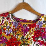 Nicola Maximalist Floral Artsy Abstract VTG Blouse Retro 80s Shoulder Pads Sz LG Photo 2
