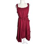 Scarlet Darkness Ruffled Midi Dress Large Red Sleeveless Goth Renaissance NEW Photo 5