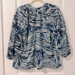 Lola Australia Twenty Shirt Animal Swirl Navy Print Cotton Coastal Resort Boho Blue Size L Photo 1