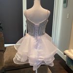 None Women’s White and Silver Short Prom Party Dress Size S NWT Photo 3