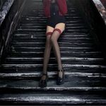 1 Pair Thin Light Two Tone Thigh Control Top Sheer‎ Over The Knee Socks One Size Photo 11