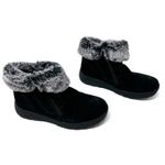 Khombu  Size 7 Boots Black Leather Slip On Faux Fur Side Zip Winter Snow Warm‎ Photo 2