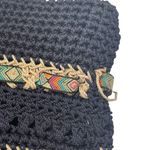 The Sak Cambria Crocheted Large Double Strap Zip Top Tote Navy Woven Ribbon EUC Photo 11