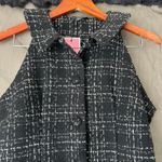 Pretty Little Thing  Preppy Black Tweed Button Down Mini Dress US Size 6 Photo 2