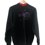 Vintage New Year's Eve Sweatshirt 2000 Embroidered Grannycore Sweater Black Size M Photo 0