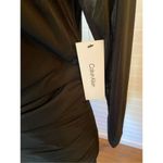 Calvin Klein  Women's Asymmetric Hem Ruched Midi Black Sheath Dress Photo 8