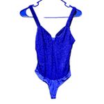 Sparkling Royal Blue Sequin V Neck Spaghetti Strap Bodysuit Women's Photo 7