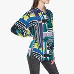 Karl Lagerfeld Blue and Yellow Geometric Shirt. MSRP $89. Size M Photo 15