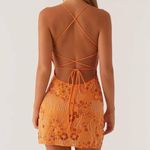 Peppermayo Sequin Beaded Tropical Orange Mini Dress- Size Large Photo 1
