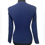 Karen Millen Navy Rib Knit Viscose Blend Crewneck Sweater Photo 3