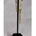 Handmade  Gold Dangly Feather Earrings Photo 2