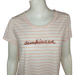 LC Lauren Conrad Lauren Conrad Coral White Striped 'Sunkissed' Short Sleeve T-Shirt Medium Photo 4