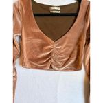 Urban Outfitters Pink Mauve Velvet Ruched Cropped Long Sleeve Top Women's Size M Photo 3