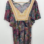 Flying Tomato Dress Women MEDIUM Multi-Color Printed Short Sleeve Tunic Mini Photo 0