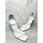 Schutz  Sandals Size 8B White Leather Open Square Toe Stiletto Heel Ankle Strap Photo 6