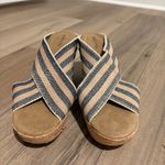 Merona Criss Cross Stud striped Cork Wedge Heels blue tan size 8 Photo 1