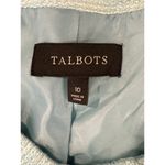 Talbots  Blue Shimmer Crew Neck‎ Snap Button Front Puff Sleeve Jacket Size 10 Photo 7