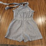 Storia Pinstriped Pocket cotton Romper blue white size medium Photo 3