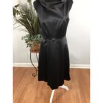 Paniz NY Women Satin Tank Dress 8 Black Boat Neck Semi Photo 2