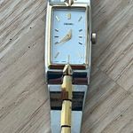 Seiko Ladies Watch Two-Tone Bracelet White Rectangular Dial Cocktail New Battery Photo 3