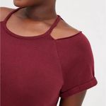 Torrid Plus Size Maroon Cozy Mini Fleece Cold Shoulder Dress Photo 7