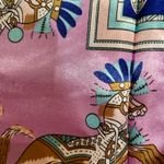 Horse Print Scarf PINK, gray & BLUE EQUESTRIAN PRINT SQUAR SILKy SCARF 35/35 Multiple Photo 4