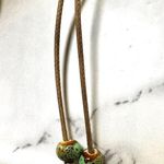 Brown green and red long ceramic beaded tribal pendant necklace on cord Photo 11