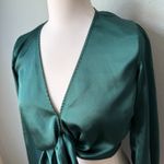 Abercrombie & Fitch Women's Long-Sleeve Tie-Front Satin Blouse Size Small Photo 2