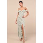 Lulus NWT  Elara Light Sage Ruffled Maxi Dress Bridesmaid Banquet Wedding Sz XL Photo 1