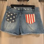 Denim Distressed Women Shorts with the flag Blue Size XL Photo 1