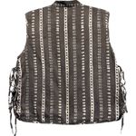 NEW WORLD OF CROW Vintage Blossom Cotton Gilet Top Vest in Brown Oversized XS Photo 3