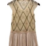 Free People  Holiday to India Peach Mesh Beaded Top Photo 5