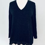 Style & Co Black White Speckled VNeck Pullover Sweater Photo 0