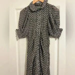 Anthropologie  Puff Sleeve Twee Mesh Midi Floral Feminine Dress Cottagecore Boho Photo 5