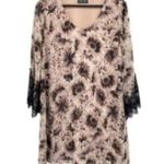 ASTR Anthropologie  The Label Floral Print Lace Babydoll Mini Shift Dress Photo 1